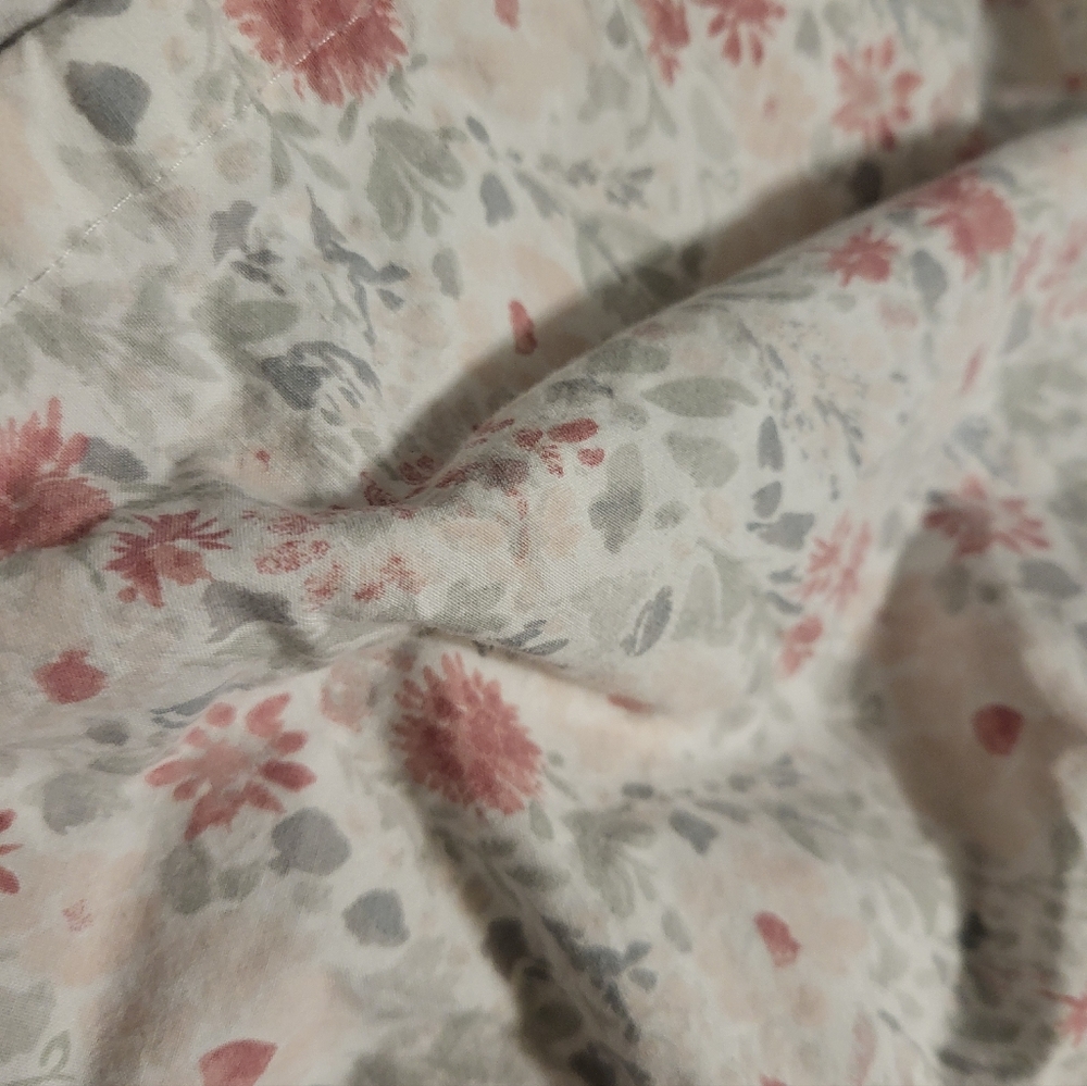 Lauren Ralph Lauren Queen Flat Sheet Pink Gray Floral Cotton - Picture 4 of 6